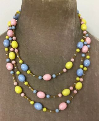 Vintage Jewellery Art Deco Glass And Marbled Celluloid Bead Flapper Necklace