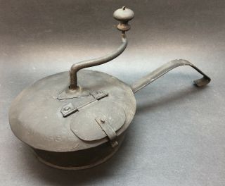 Vintage Handmade Popcorn Popper? Pot Pan Primitive Folk Art Decorator Piece