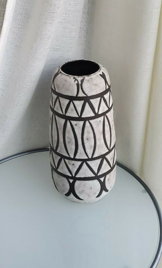 Vintage Mid Century Modern Lava Vase West German Pottery Ceramic 12.  5 " Tall Vase