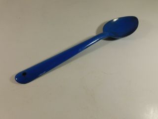 Vintage 11 1/2 Inch Dark Blue Enamelware Metal Kitchen Spoon