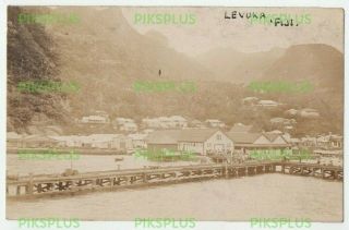Old Postcard Size Photo The Wharf Levuka Fiji Pacific Island Vintage C.  1910