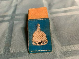 Vintage Full Deck Mini Playing Cards - Seated Lady W Cat & Ball Of Yarn