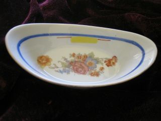 Vintage Oval Porcelain Trinket Soap Dish Floral Gold Trim Japan 7 " X 4 " Vgc