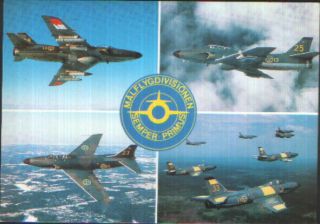 Swedish Air Force Saab J 32b,  D & E Lansen Multi - View Postcard