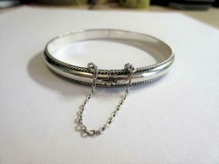 Vintage Italian Hallmarked Solid Silver 7 " Hinged Bangle,  Bracelet - 9.  8g