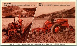 Vintage Allis - Chalmers Tractors Advertising Postcard " Model Ca And Wd " Nbc 1950s