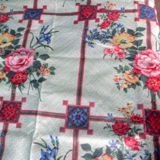 Vintage Pink Floral Satin Trim Polyester Blanket Made In USA 72 x 88 2