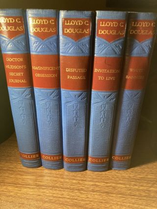 Lloyd C.  Douglas Set Of 5 Vintage Hardcover Reading Or Decor Blue Books