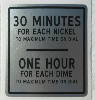Duncan 50 Parking Meter Plate Decal - 30 Minutes For A Nickel; 1 Hour For A Dime