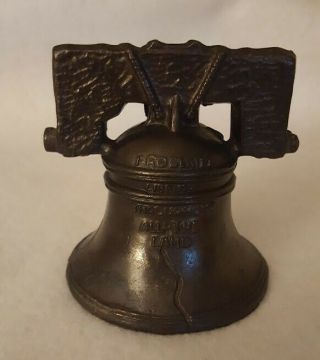 Vintage Liberty Bell Still Bank,  Made Of Bronze Finish Cast Iron,  Circa 1930 