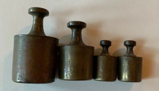 Vintage Set of 4 Brass Balance Scale Weights: 500 Grams,  200 Grams,  (2) 100 Grams 2
