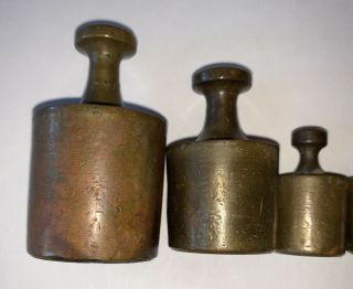 Vintage Set of 4 Brass Balance Scale Weights: 500 Grams,  200 Grams,  (2) 100 Grams 3