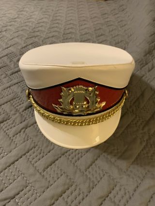 Vintage Marching Band Hat,  Red & White (no Plume)