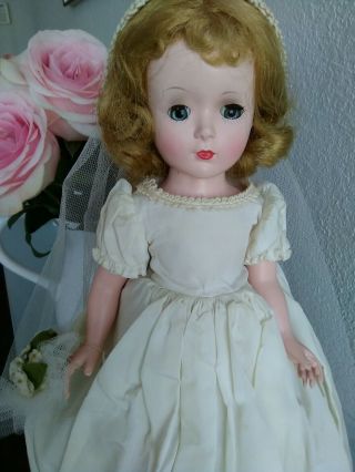 Vintage Madame Alexander Wendy Bride 15 " Doll,  Tagged Gown,  1950s