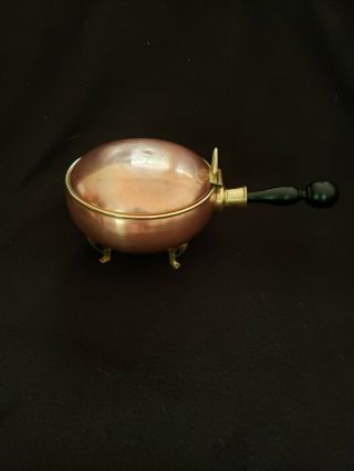 Vintage Copper Silent Butler Ashtray Brass Accents Wooden Handle