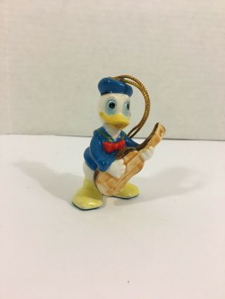 Vintage Walt Disney Donald Duck W/ Guitar Ceramic Christmas Ornament - Japan