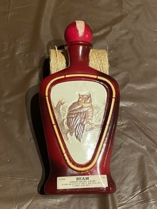 Vintage Jim Beam Kentucky Whiskey Horned Owl Decanter Art By J.  Lockhart