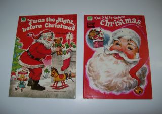 Vintage Twas The Night Before Christmas Coloring Books,  Whitman 1975 1977