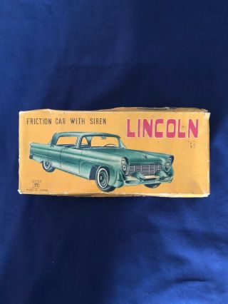 Vintage Pressed Metal Lincoln Friction Car Made In Japan