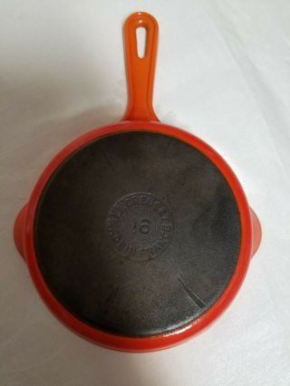 Le Crueset vintage 16 cast iron enamel skillet orange 6 1/4 