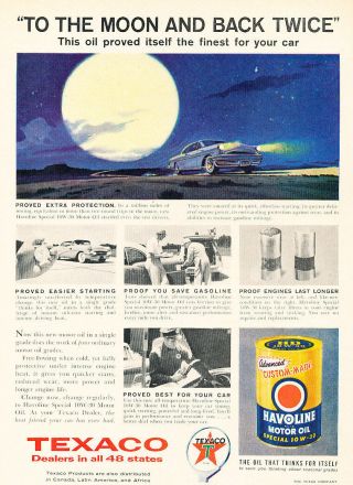 1957 Texaco Havoline Motor Oil - Vintage Advertisement Car Print Ad J475