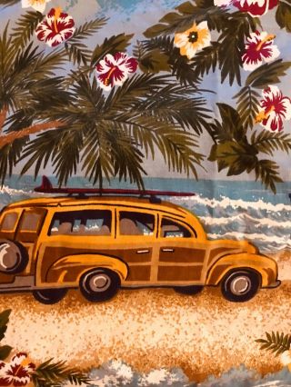 Vohann Surfer Woody Vintage Theme Tropical Beach Ocean Shower Curtain 66x140