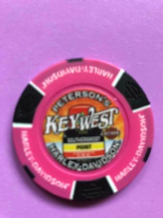 Key West Harley Davidson Full Color Poker Chip / Florida / Neon Pink
