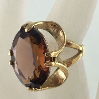 Vintage 18k Gold Plated Topaz Oval Cut Ring Size 4.  5