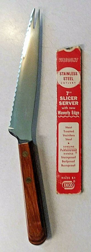 Vintage 7 - Inch Ekco Viscount Knife Stainless Usa Tomato Cheese Forked W/sheath