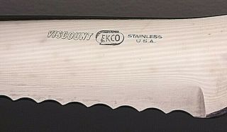 VINTAGE 7 - INCH EKCO VISCOUNT KNIFE STAINLESS USA TOMATO CHEESE FORKED W/SHEATH 3