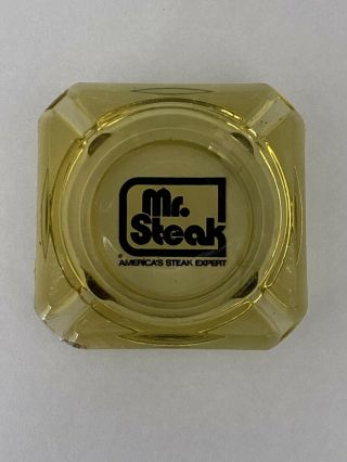 Mr.  Steak Vintage Amber Glass Ashtray - America 