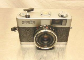 Minolta Hi - Matic G 35 Mm Rangefinder Camera Wrist Strap 1974 Vintage