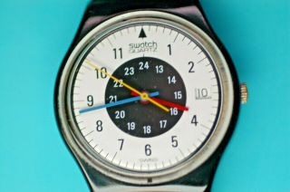 Vintage 1984 Swatch Watch Gb403 Chrono - Tech W/box