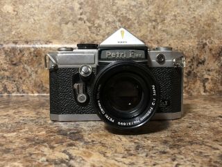 VINTAGE PETRI FLEX V 35mm SLR Film Camera Body w Petri Lens 55mm F2 Lens JAPAN 2