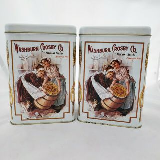 Vintage Washburn Crosby Co.  Gold Metal Flour Collectible Tin Minneapolis,  Mn Set