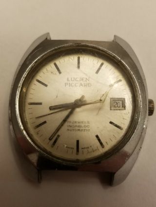 Vintage Lucien Piccard Automatic 17 Jewel Incabloc.  Needs Service Not Running
