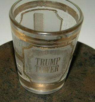Vtg Trump Tower Gold Rimmed Shot Glass Made In The Usa By Culver