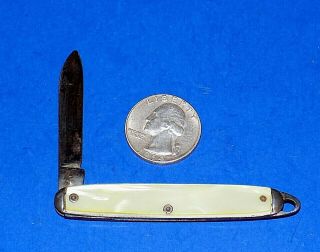 Vintage Providence Cutlery Co.  U.  S.  A.  Pearly Handled Keychain or Watch Fob Knife 2