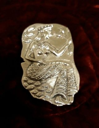 Vintage Egyptian Style Brooch/pendant 16g Silver 835 2 X1.  25 Inches