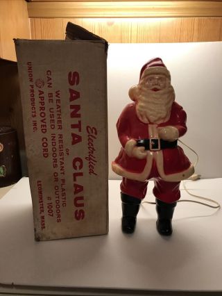 Vintage Union Electrifed Christmas Santa Claus Blow Mold