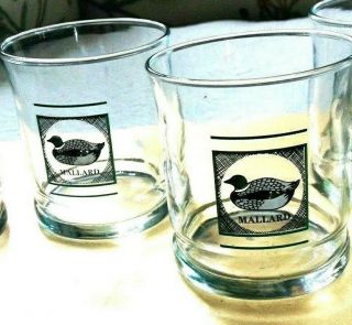 Vintage Mallard Duck Whiskey Low Ball Drinking Glasses Set Of 2 Perfect