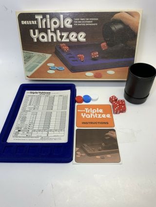 Vintage 1978 Deluxe Triple Yahtzee Dice Board Game Complete