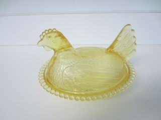 Vintage Canary Glass Chicken Covered Dish