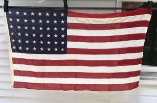 Vintage 48 Star Flag United States Valley Forge Flag Co.  3 Ft X 5 Ft Cotton