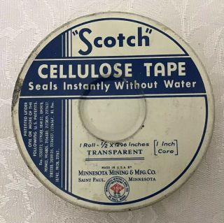 Vtg “scotch” Cellulose Tape Tin,  Minnesota Mining Mfg Co St.  Paul,  Mn