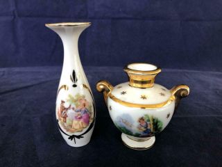 Good Set Of 2 Vintage French Limoges Porcelain Hand Painted Vases.