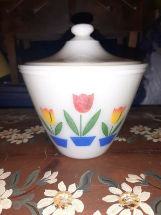 Vintage Fire King Tulip Grease Jar With Lid Awesome