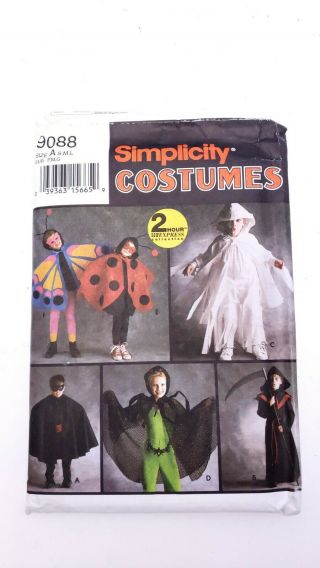 Simplicity 9088 Child 2 Hour Express Ladybug Ghost Costume Pattern Uncut Vintage