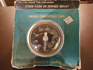 Vintage Airguide Boat Speedometer 0 - 50 Mph.  Flush Or Surface Mount.
