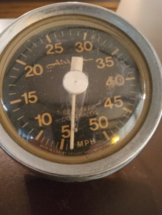 Vintage Airguide Boat Speedometer 0 - 50 MPH.  Flush or Surface mount. 3